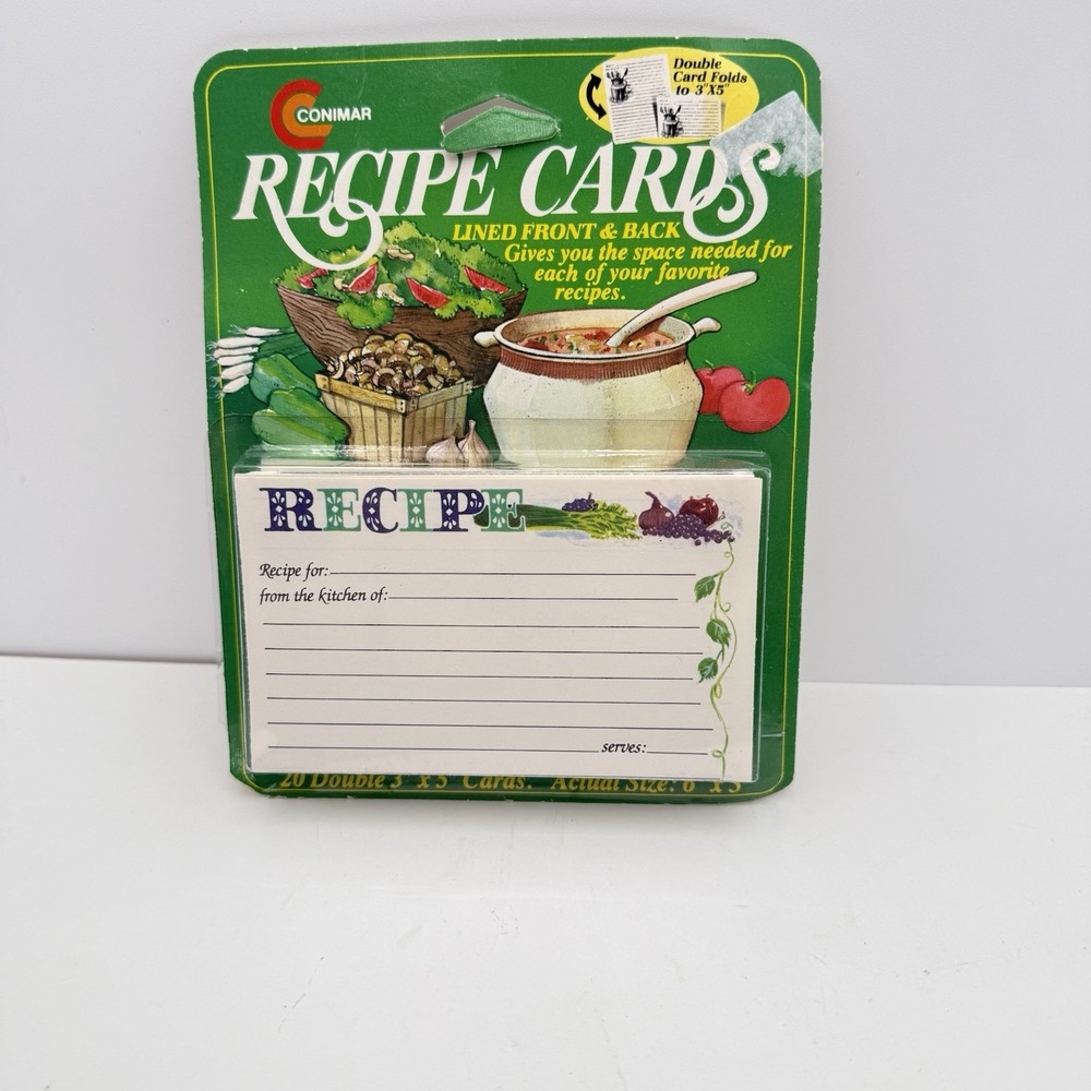 Vintage Conimar Recipe Cards 20 Double 3" x 5" Cards Made in USA / New Old Stock